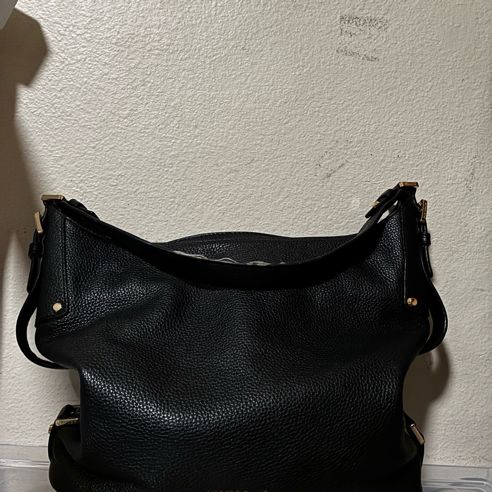 Michael Kors Black Leather Hobo Bag with Textured Finish